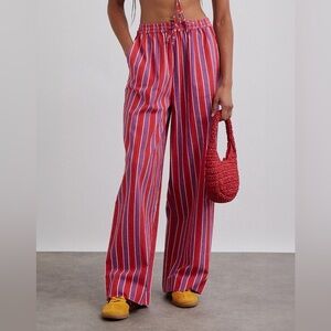 Chlo Trousers Damson Madder Red Stripe Size EU 10/fits like US Small